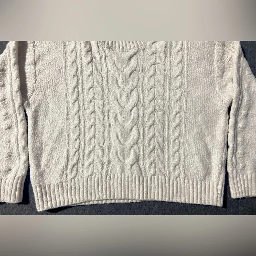 Old Navy Cozy Mock-Neck Cable-Knit Pullover Sweater Girls Small 6/7 Cream Ivory